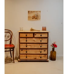 Commode en bois brut Garance N°616- Produit chiné Debongout