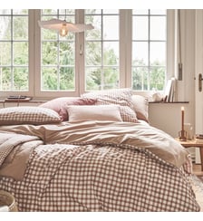 Parure de lit imprimée en percale de coton, taies carrées, VICHY Essix