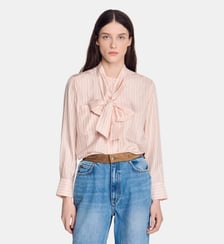Chemise à rayures col lavallière Sandro