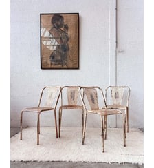 Lot de 4 chaises en métal Alma N°677- Produit chiné Debongout