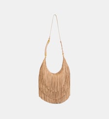 Sac Ébène Hobo Large en cuir suédé à franges Balmain