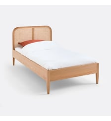 Lit simple, en cannage de rotin, chêne et plaqué, avec sommier La Redoute Interieurs