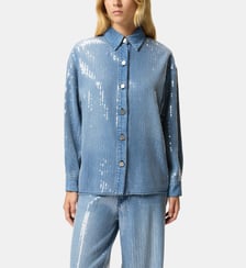 Surchemise en jean entièrement pailletée Pinko