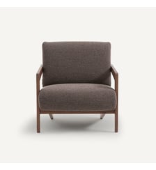 Fauteuil noyer massif et bouclette AM.PM