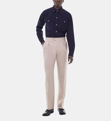 Pantalon large à pli en serge de laine Fursac