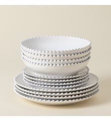 Set Table 12 Pièces avec Bol à Soupe/Pâtes Pearl Costa Nova