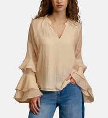 Blouse manches longues col v uni BRIETA La Petite Etoile
