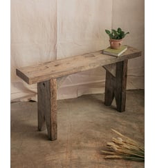 Banc de ferme en bois brut blanchi Antoine N°505- Produit chiné Debongout
