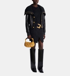 Bomber en cuir d’agneau et maille Balmain