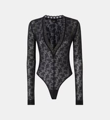 T-shirt body en dentelle stretch florale Pinko