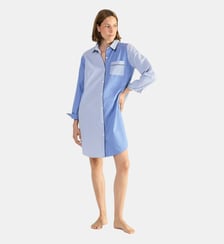 Chemise de nuit col classique en popeline de coton, Essentiel Fantaisie Laurence Tavernier