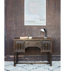 Bureau ancien en bois et boules laiton Edouard N°1119 - Produit chiné Debongout