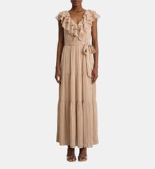 Robe longue à rayures et volants - ANIA Pablo