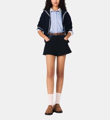 Short en tweed et détails denim Maje