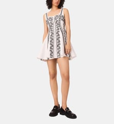 Robe courte brodée à bretelles en lin Maje