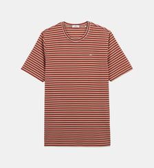 T-shirt col rond rayé en lin et viscose Serge Blanco