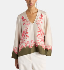 Blouse joya en sergé de soie placé Momonì