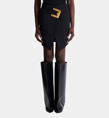 Jupe courte en grain de poudre avec ceinture Balmain