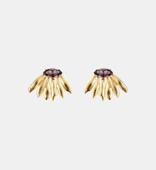 Boucles d'oreilles tiges dorées tournesol et pierre violette Les Néréides