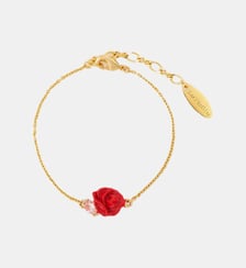Bracelet fin bouton de rose rouge et cristal taillé Les Néréides