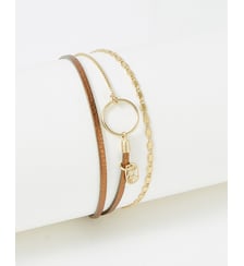 bracelet cuirs et chaines Tabatha Metallic Brown Flowers for Zoe