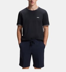 T-shirt droit stretch avec rayures et logo BOSS
