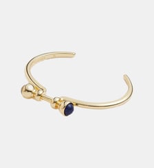 Bracelet jonc doré perles de lapis lazuli et de jaspe Les Néréides