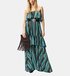 Longue robe en mousseline avec imprimé rayé brossé Pinko