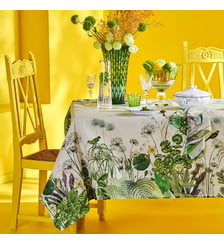 Chemin de table lin & coton lavé 150 g/m² imprimé multicolore Nenuphars parchemin Garnier Thiebaut