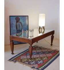 Table basse en bois et miroir Donna N°1089- Produit chiné Debongout