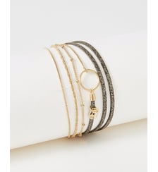 bracelet cuirs et chaines Clover Noir Sparkling Flowers for Zoe