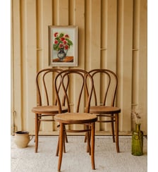 Lot de 3 chaises en bois et cannage Claude N°1628- Produit chiné Debongout