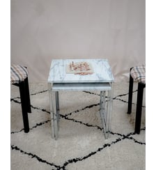 2 tables gigognes en marbre et métal Barbara N°136- Produit chiné Debongout