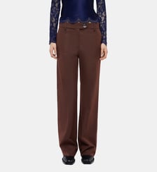 Pantalon droit tailleur en coton et laine Rabanne