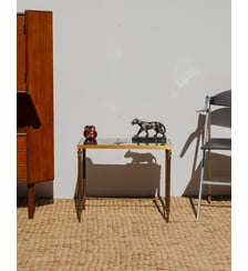 Table d'appoint en métal et verre Hanna N°1287- Produit chiné Debongout