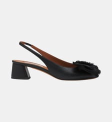 Slingback À Talons Ballerine En Cuir Lanvin