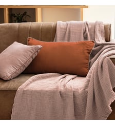 Housse de coussin en lin lavé, AU FIL DU LIN Blanc Cerise