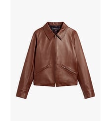 blouson Leslie en cuir d'agneau noir Agnès b.