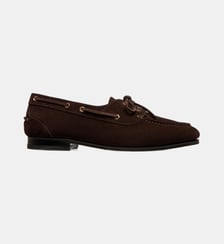 Mocassin plume en daim châtain Bally