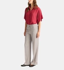 Pantalon liverpool en viscose/laine unie Momonì