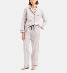 Pyjama col tailleur en popeline de coton, Essentiel Rayé Laurence Tavernier