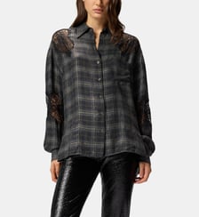 Chemise à carreaux et dentelle Pinko
