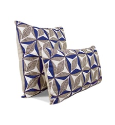 Housse de coussin bi matière en lin et coton, TOGO Blanc Cerise