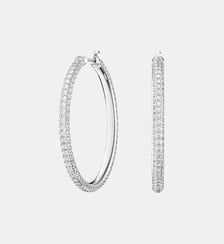 Anneaux d'oreilles Dextera, Pavé, Larges, Métal rhodié Swarovski