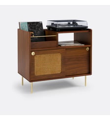Meuble vinyles en plaqué noyer et cannage La Redoute Interieurs