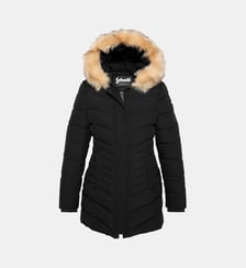 Parka mi-longue à capuche effet fourrure amovible Schott
