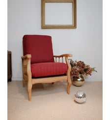 Fauteuil en chêne massif et tissu Ernest N°661- Produit chiné Debongout