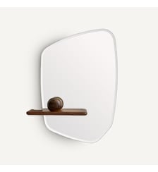Miroir asymétrique à tablette en noyer, hauteur 88,7 cm AM.PM