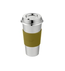 Gobelet (coffee cup) en acier avec manchette en cuir - OBJETS MIROIR Christofle