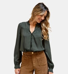 Blouse manches longues col v uni BOWEN La Petite Etoile